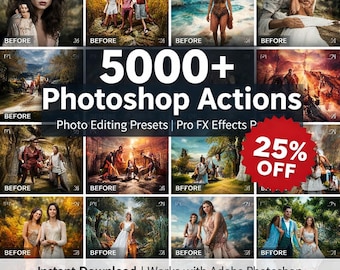 Bundel met 5000+ Photoshop-acties | Voorinstellingen voor fotobewerking (digitale download)