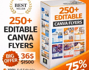 250+ Editable Canva Flyers Bundle | Business Event Party Templates (Instant Download)