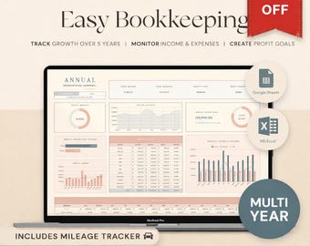 Small Business Bookkeeping Spreadsheet: Excel & Google Sheets Template (Digital Download)
