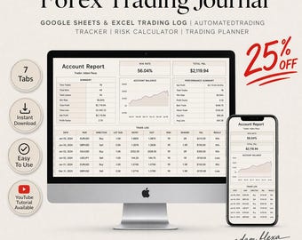 Forex Trading Journal Spreadsheet | Google Sheets, Excel Log (Digital Download)