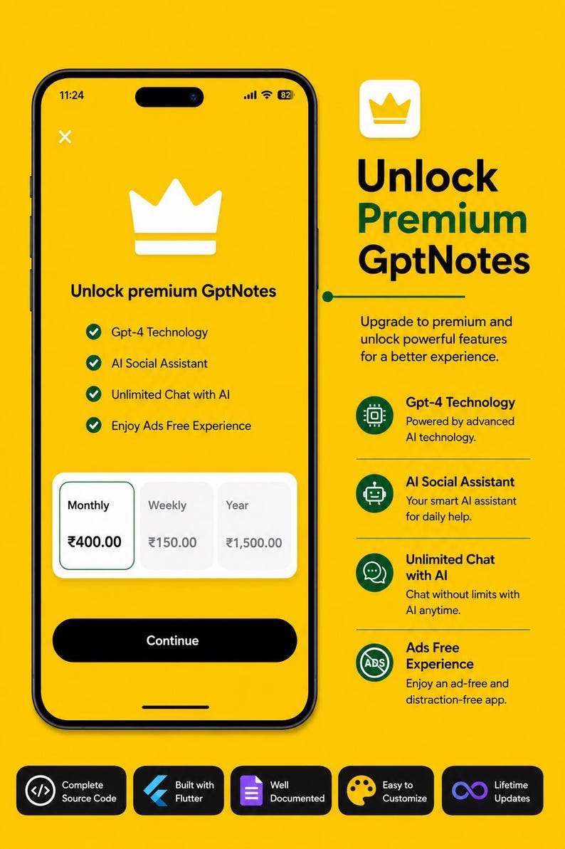 AI Notes Flutter-app broncode, AI-chatbot-app, GPT-4o-app, AdMob afbeelding 11