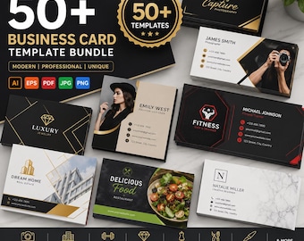 50+ Modern Business Card Templates | Minimalist Luxury Branding Kit (ai, eps, pdf, jpg, png)