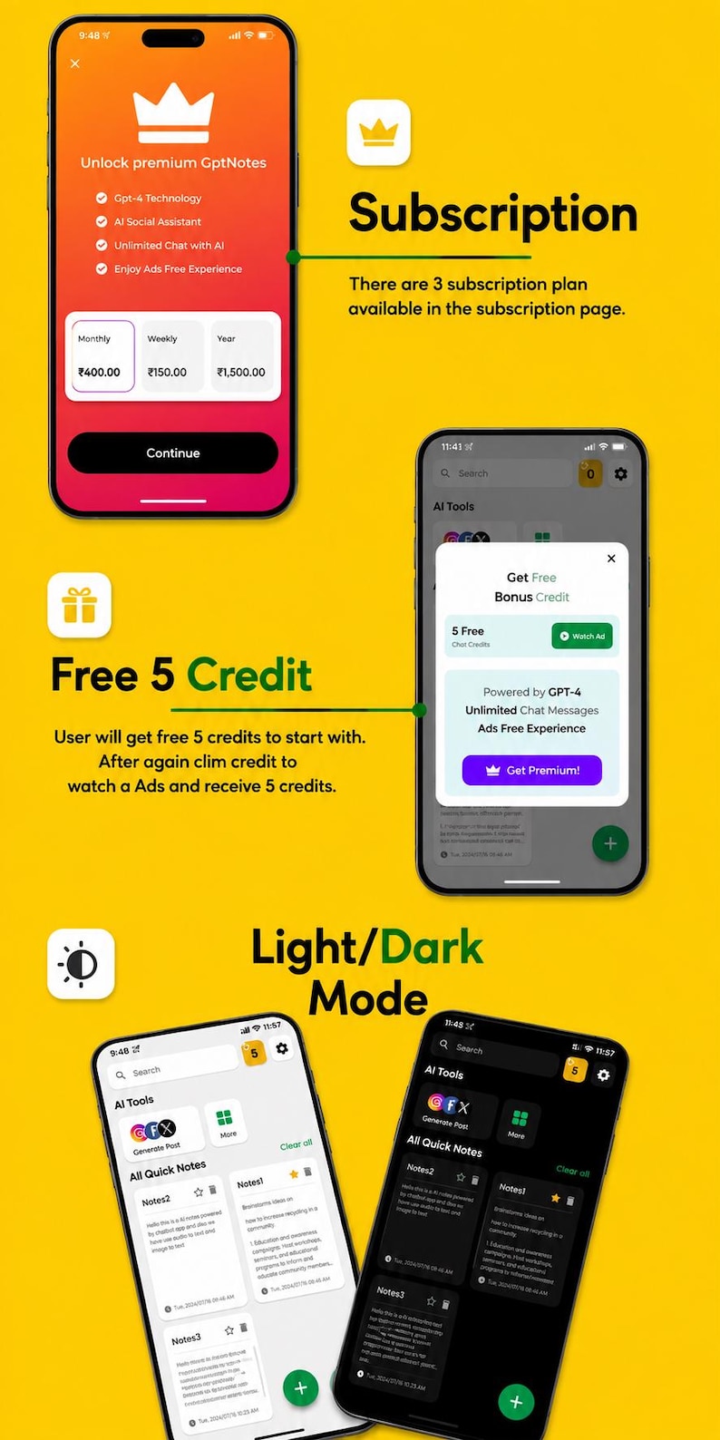 AI Notes Flutter-app broncode, AI-chatbot-app, GPT-4o-app, AdMob afbeelding 8
