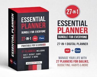 27-in-1 Essential Planner Bundle | Printable PDF, Canva Template