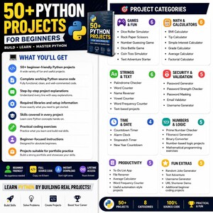 Más de 50 proyectos de Python para principiantes / Cuaderno de ejercicios de programación en Python con código fuente / Aprende Python creando proyectos reales / Práctica de programación imagen 3