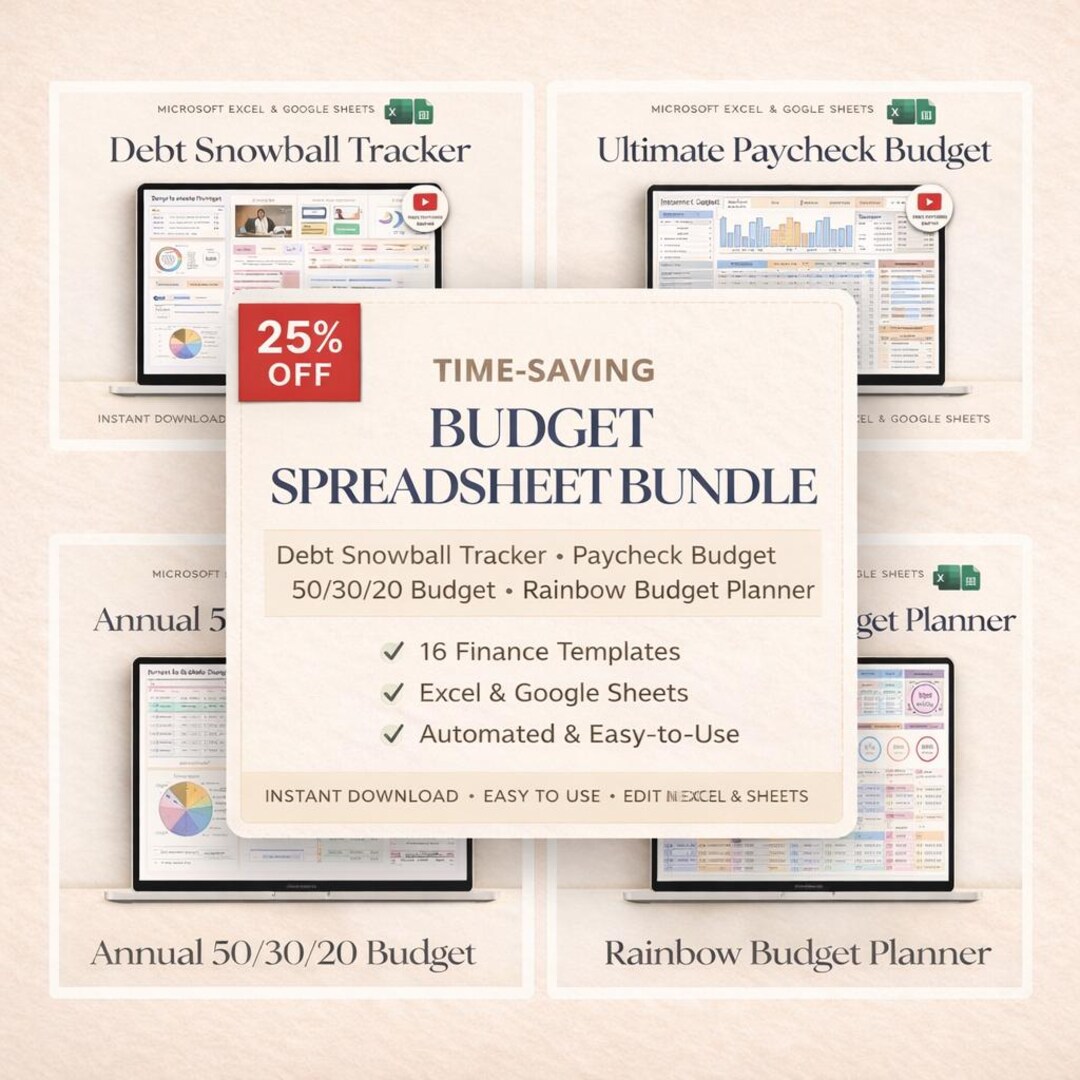 Budget Spreadsheet Bundle Excel & Google Sheets | Debt Snowball ...