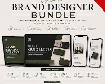 Brand Designer Bundle | 100+ Strategy, Guidelines, Proposal Templates (Digital Download)