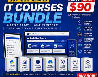 High Demand IT Courses Bundle: Python, AI, Data Science, Cloud, Cyber Security (Digital Download)