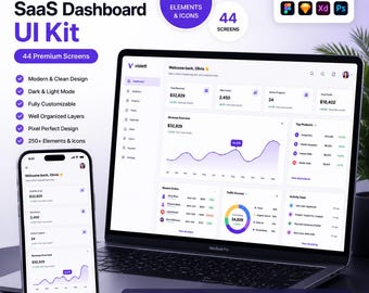Violett SaaS Dashboard UI Kit | Figma Admin Web App Template (Dark & Light Mode)