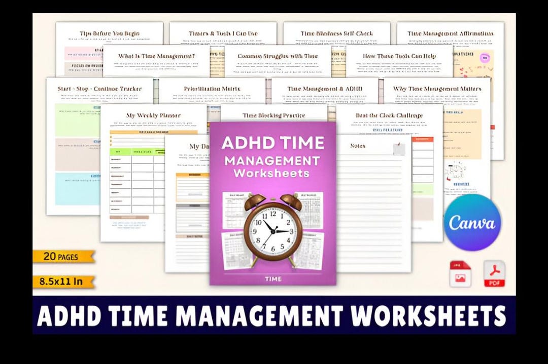 ADHD Time Management Worksheets | Planner for Focus & Productivity ...