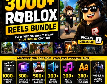 3000+ Roblox Reels Bundle, TikTok & YouTube Shorts Clips, Gameplay Videos, Templates, Thumbnails, Gaming Content Creator Pack