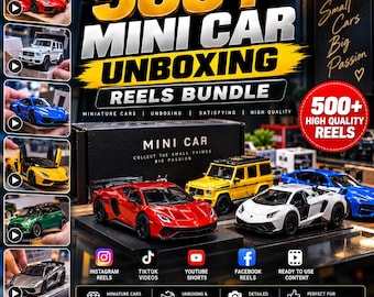 500+ Mini Car Unboxing Reels Bundle, Miniature Car Videos, Toy Car Reels, Satisfying Unboxing Content