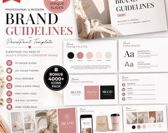 Brand Guidelines Template | Canva, PPT Strategy Kit (Digital Download)