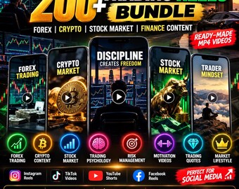 200+ Trading Reels Bundle | Forex, Crypto & Stock Market Videos | Finance Content for Instagram Reels, TikTok YouTube Shorts
