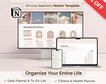 Minimal Beige Notion Life Planner | Productivity Dashboard (Digital Download)
