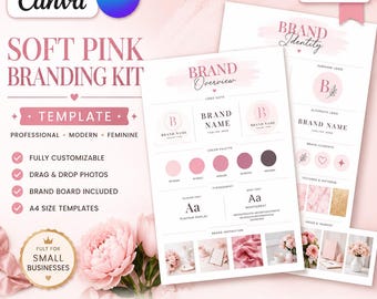 Soft Pink Canva Branding Kit Template | Editable Brand Board Template Small Business Branding Kit Visual Identity Guide | Feminine Brand Kit