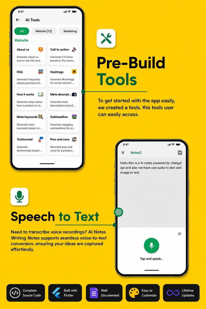 AI Notes Flutter-app broncode, AI-chatbot-app, GPT-4o-app, AdMob afbeelding 7