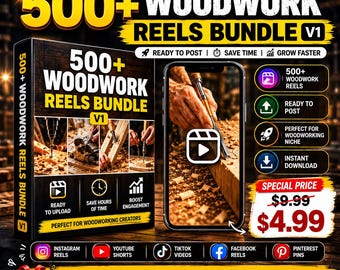 500+ Woodworking Reels Bundle | Ready-to-Post Social Media Content (Digital Download)