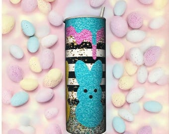 Easter Peeps Bunny 20oz Skinny Tumbler – Pastel Drip Bunny Spring Stainless Steel Cup
