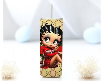 Betty Boop Tumbler 20oz, Retro Cartoon Cup, Gift for Her, Vintage Style Insulated Tumbler, Stainless Steel Travel Mug