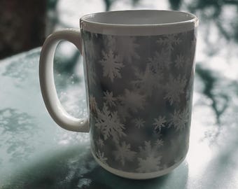Snowflake Coffee Mug, 15oz Ceramic Winter Holiday Mug