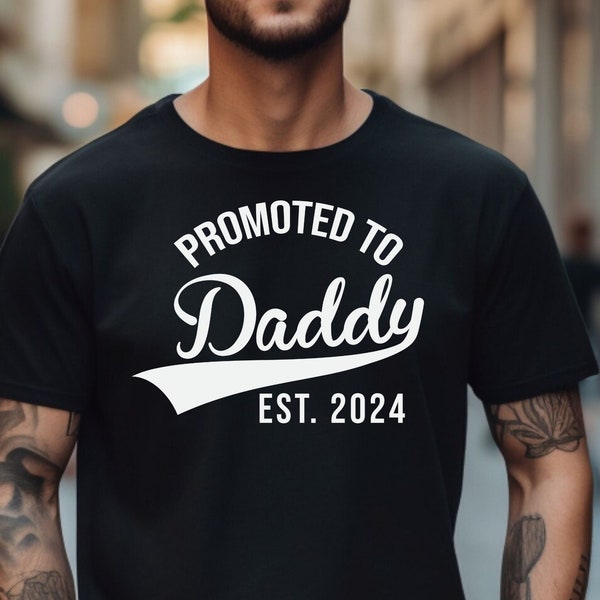 Promoted to Daddy 2024 T-Shirt, New Dad Gift, Father's Day Present, Vintage Style Tee, Cool New Dad T-Shirt