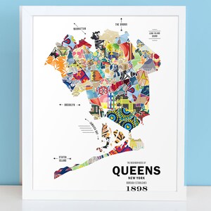 Cartel de la impresión de mapas de Queens, NY City imagen 4