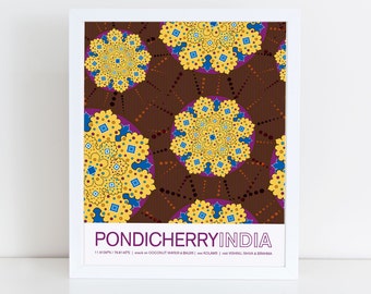 Pondicherry, India travel poster