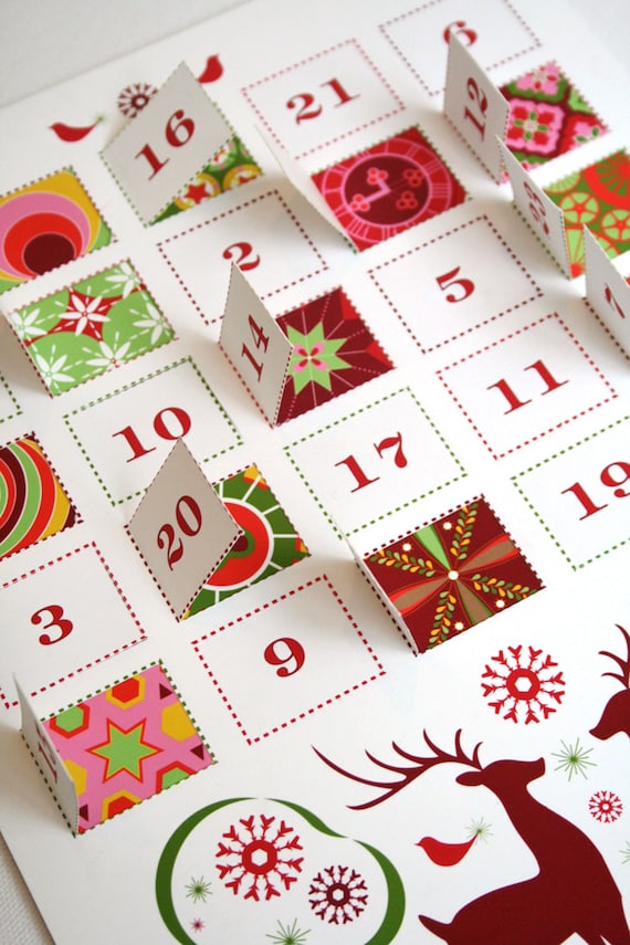 Modern Advent Calendar Printable PDF - Etsy