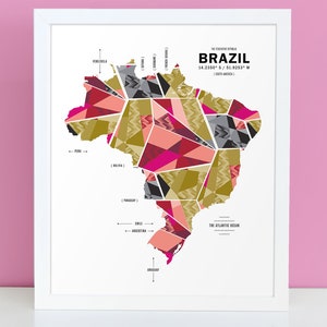Cartel de impresión de mapa de Brasil