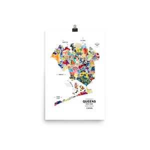 Cartel de la impresión de mapas de Queens, NY City imagen 3