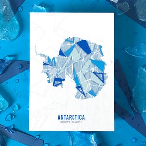 Cartel de viaje del mapa de la Antártida