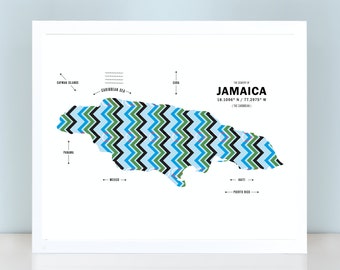 Jamaica Map Print Poster