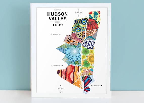 Hudson Valley, NY Map Print Travel Poster