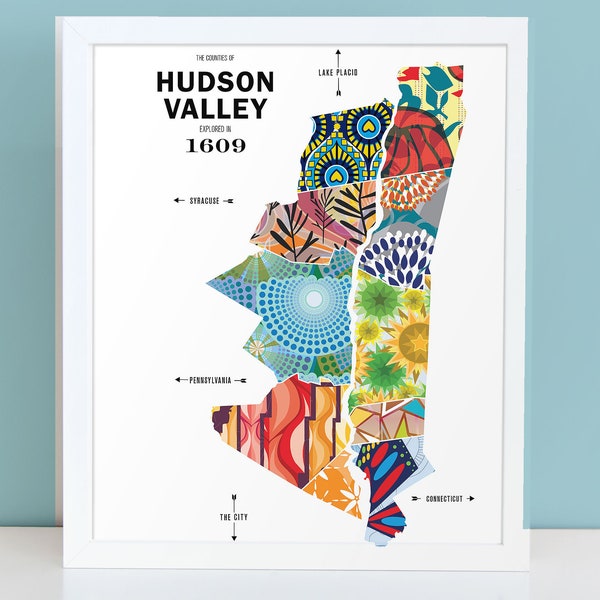 Hudson Valley, NY Map Print Travel Poster