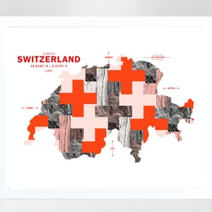 Cartel de la impresión de mapas de Suiza