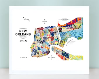 New Orleans, Louisiane City Carte Imprimer Affiche de voyage