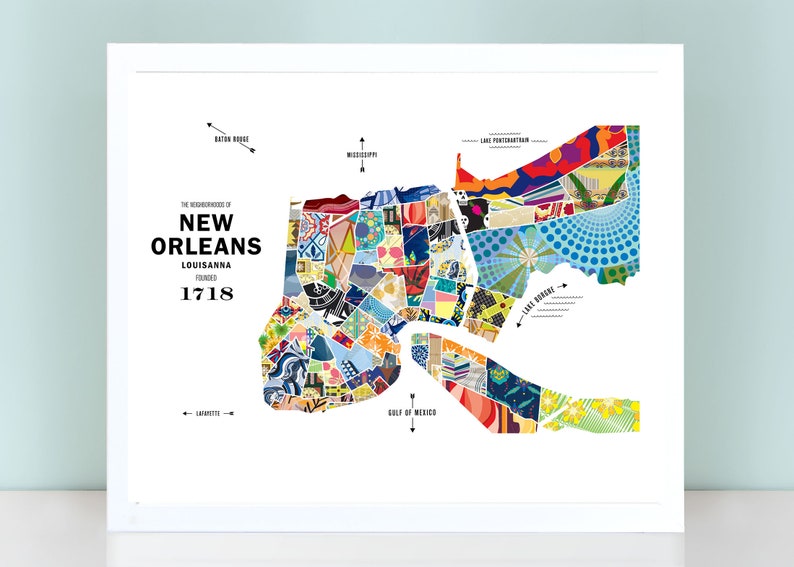 Cartel de viaje de nueva Orleans, Luisiana, Luisiana Mapa Imprimir imagen 1