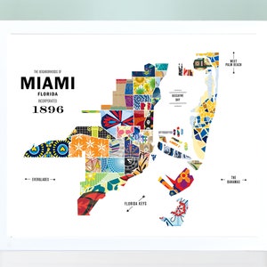 Miami, Florida City Map Print Travel Poster