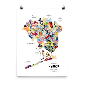 Cartel de la impresión de mapas de Queens, NY City imagen 2