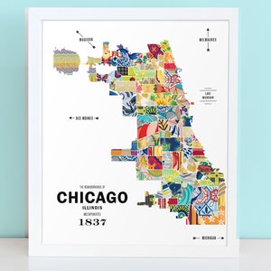 Chicago, Illinois City Carte Print Travel Poster