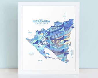 Nicaragua carte impression affiche