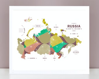 Russia Map Print Poster