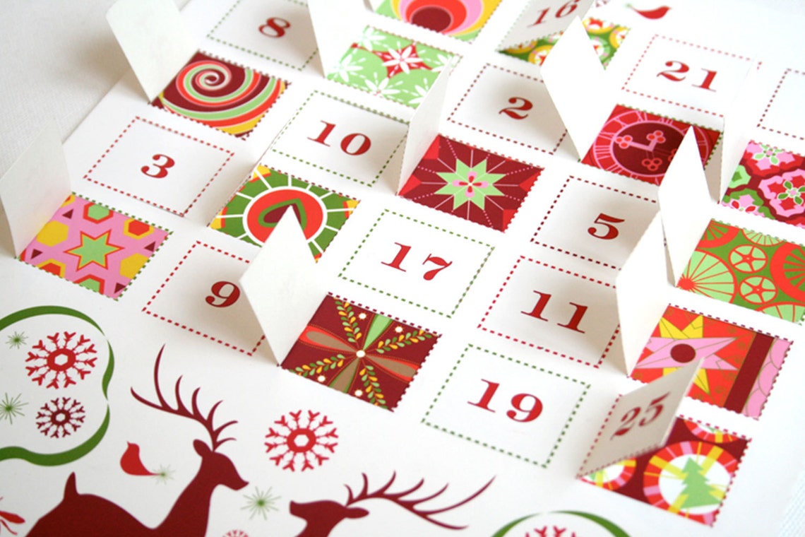Modern Advent Calendar Printable PDF Etsy