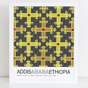 Addis Ababa, Ethiopia travel poster