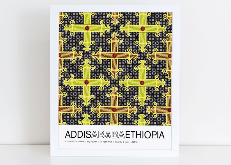 Cartel de viaje de Addis Abeba, Etiopía imagen 1