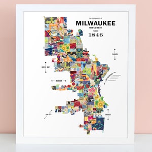 Milwaukee, Wisconsin City Map Print Travel Poster