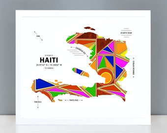 Cartel de impresión de mapa de Haití