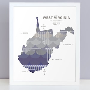 West Virginia Map Print Poster