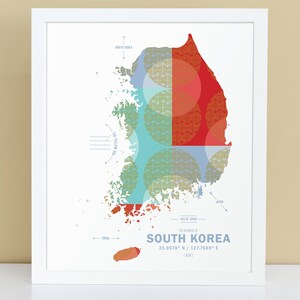 Südkorea Karte Drucken Poster
